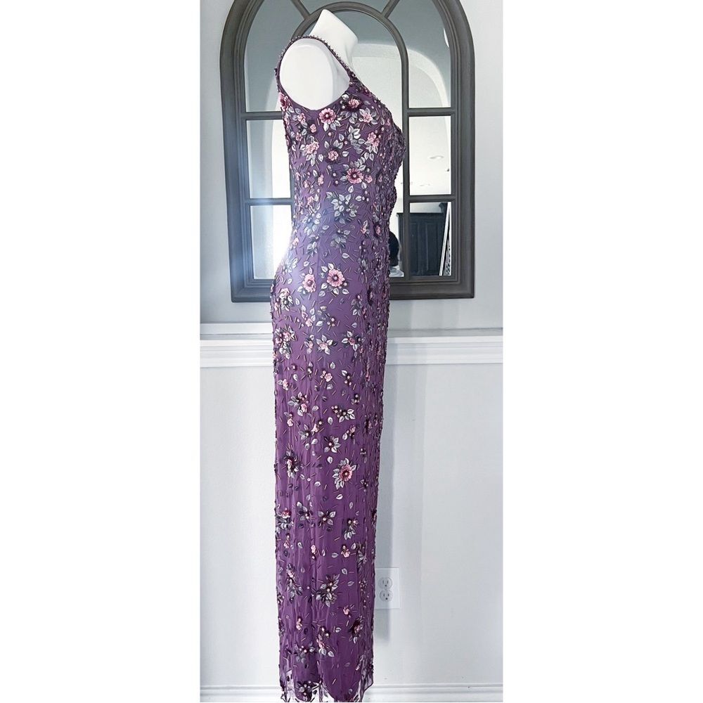 Mac Duggal Floral Beaded Column Gown in Raspberry, NWT, Size 2 - Picture 7 of 15